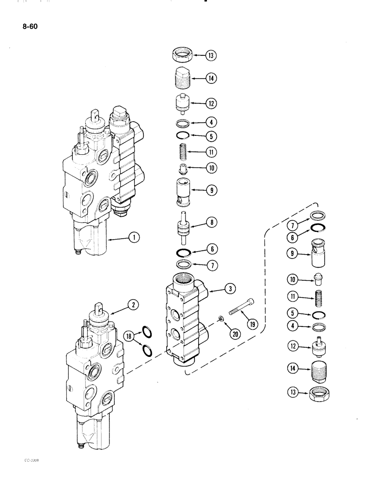 Схема запчастей Case IH 2096 - (8-060) - REMOTE VALVE SECTION, THIRD CIRCUIT, WITH LOAD CHECK (08) - HYDRAULICS