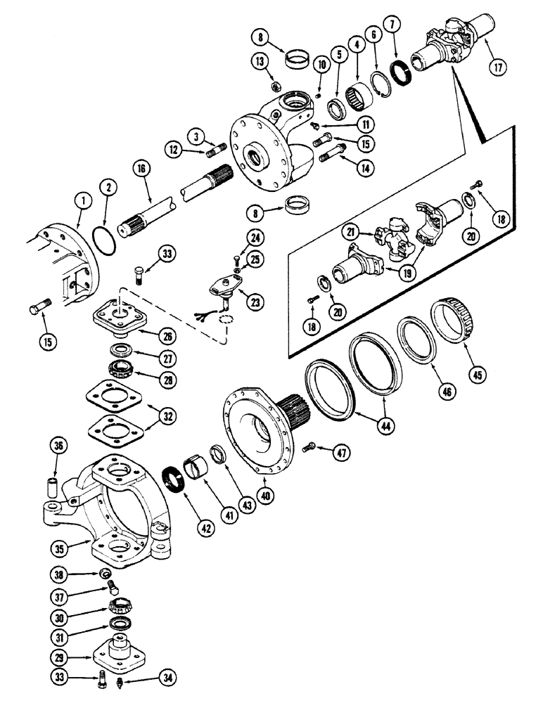 Схема запчастей Case IH 4694 - (6-196) - FRONT AXLE ASSEMBLY, LEFT TRUNNION AND SPINDLE, TRUNNION WITH BEARING, AXLE S/N 13015953 AND AFTER (06) - POWER TRAIN