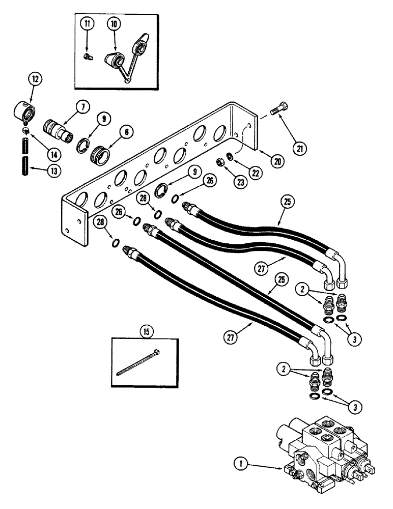 Схема запчастей Case IH 4694 - (8-328) - REMOTE HYDRAULIC HOSES AND COUPLINGS, TWO CIRCUIT SYSTEM WITHOUT LOAD CHECK (08) - HYDRAULICS