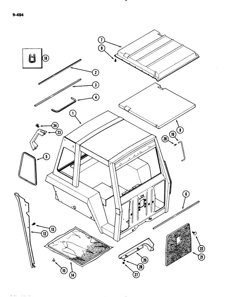 Схема запчастей Case IH 2294 - (9-494) - 4 POST PROTECTIVE FRAME (09) - CHASSIS/ATTACHMENTS