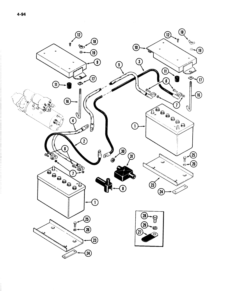 Схема запчастей Case IH 4894 - (4-094) - BATTERIES, CABLES AND MOUNTING (04) - ELECTRICAL SYSTEMS