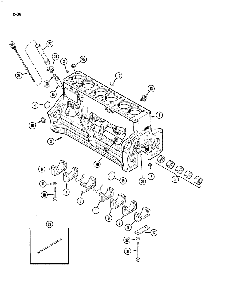 Схема запчастей Case IH 4494 - (2-036) - CYLINDER BLOCK, 504BDT DIESEL ENGINE (02) - ENGINE