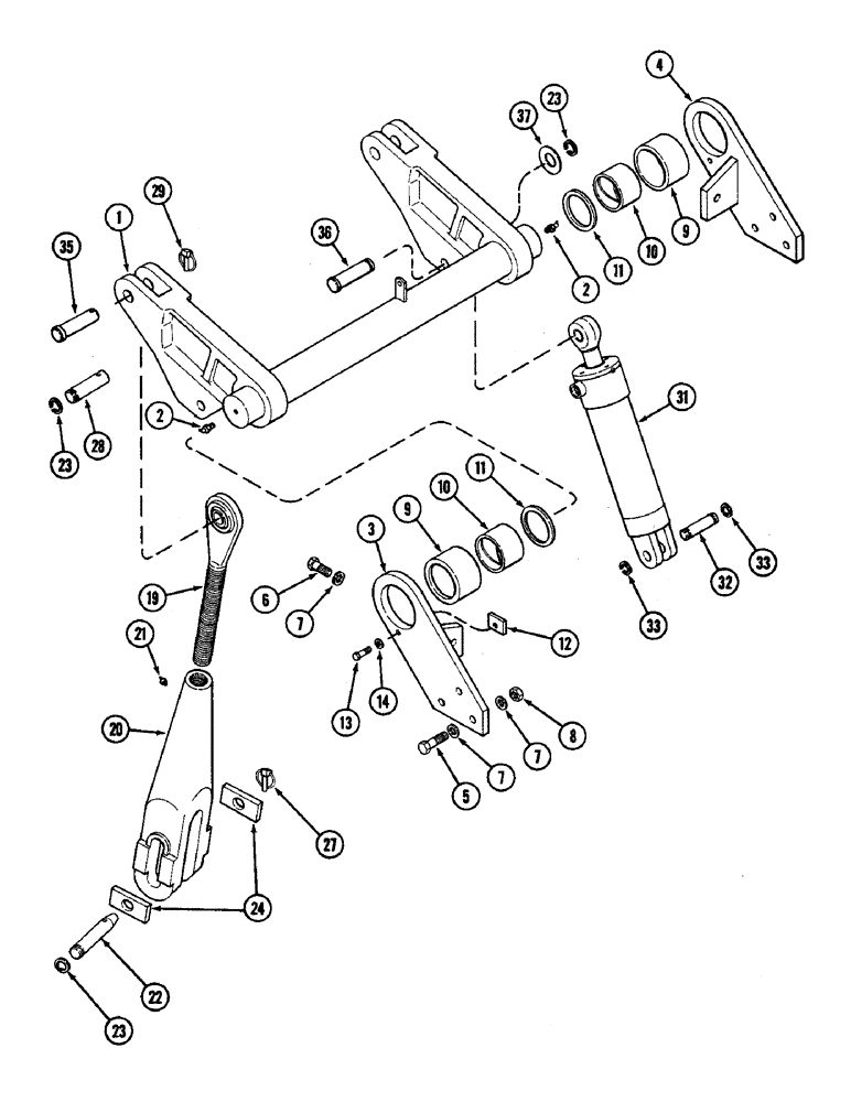 Схема запчастей Case IH 4890 - (9-340) - THREE POINT HITCH, LIFT LINKS AND ROCKSHAFT, P.I.N. 8860450 AND AFTER (09) - CHASSIS/ATTACHMENTS