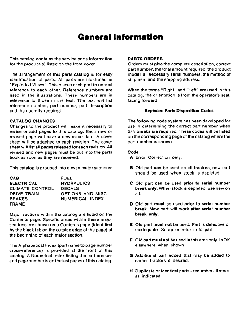 Схема запчастей Case IH 9110 - (001A) - GENERAL INFORMATION (00) - GENERAL