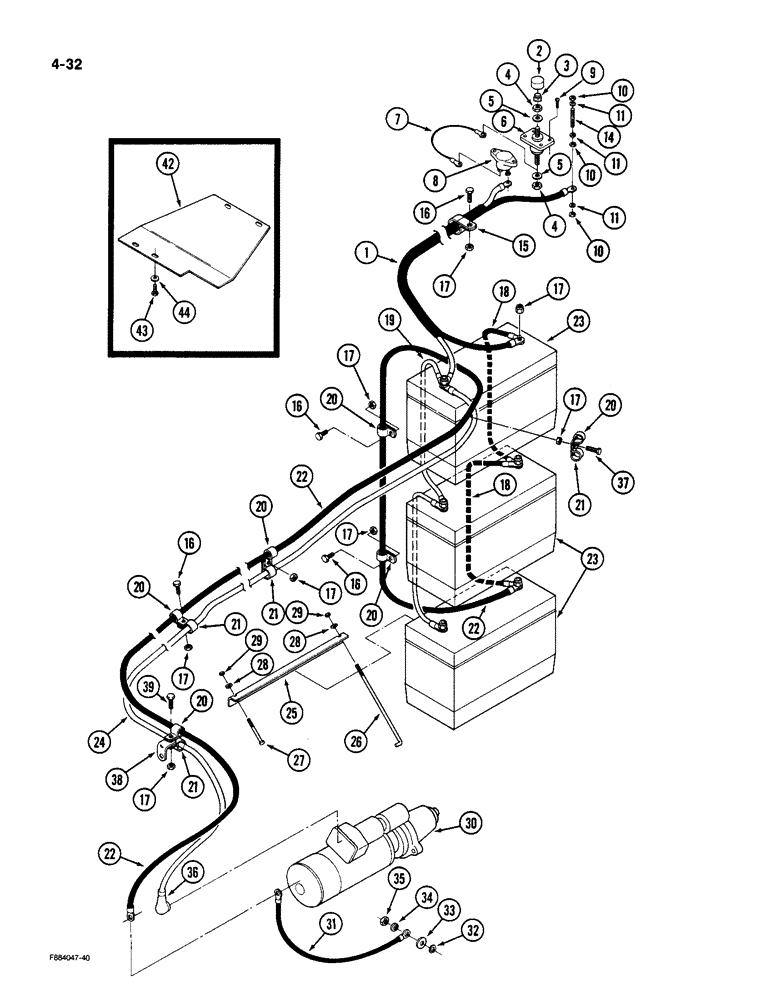 Схема запчастей Case IH 9180 - (4-32) - BATTERIES AND CABLES 3406 ENGINE (04) - ELECTRICAL SYSTEMS