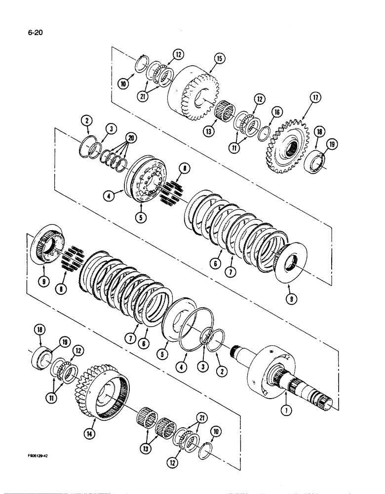 Схема запчастей Case IH 9280 - (6-020) - POWER SHIFT TRANSMISSION ASSEMBLY 7" 2ND CLUTCH PACK ASSEMBLY (06) - POWER TRAIN