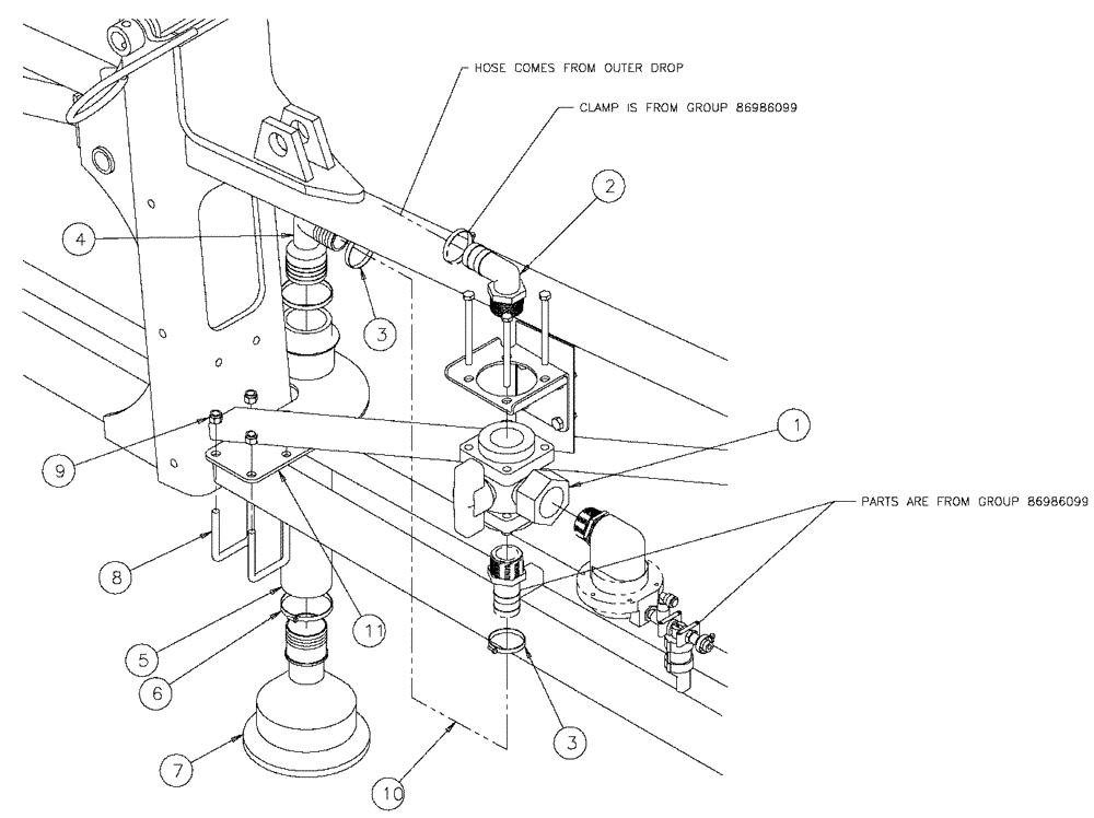 Схема запчастей Case IH SPX3320 - (11-028) - CHAMBER GROUP, LH DUAL DROP Options