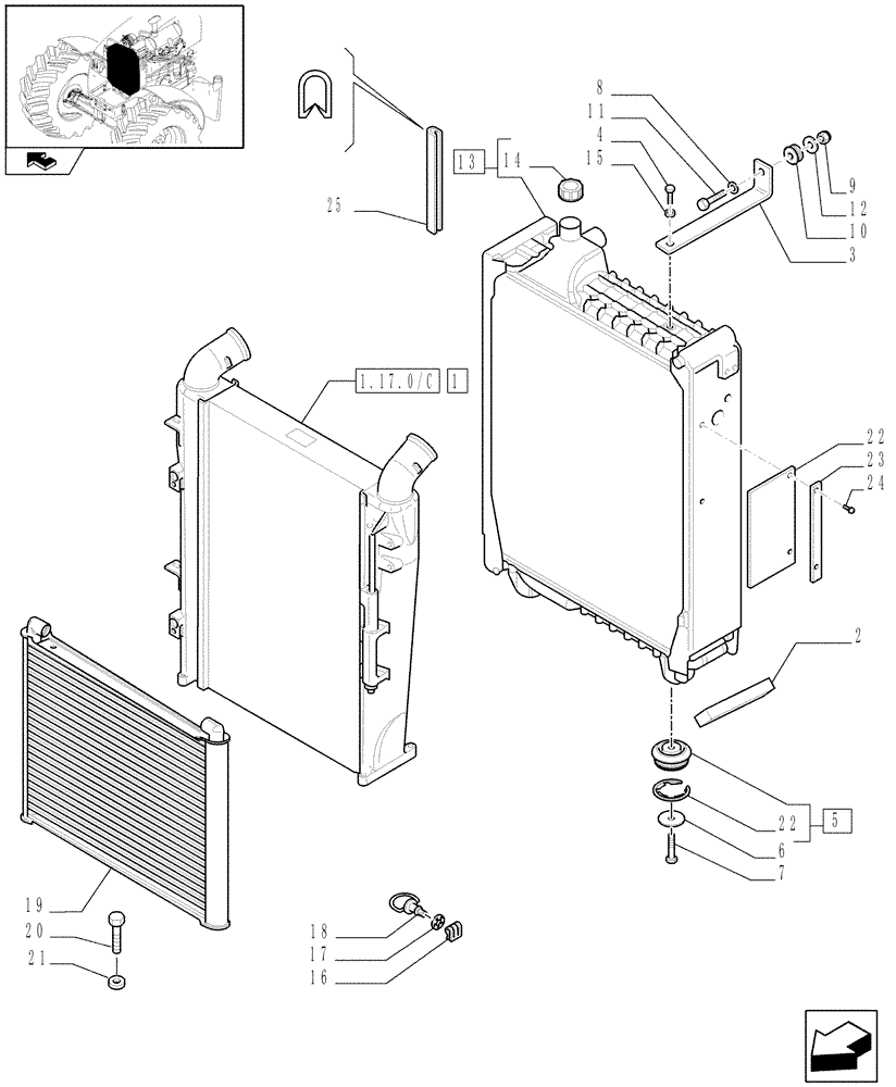 Схема запчастей Case IH PUMA 155 - (1.17.0[01C]) - RADIATOR, COOLING SYSTEM & RELATED PARTS - D6266 - C6571 (02) - ENGINE EQUIPMENT