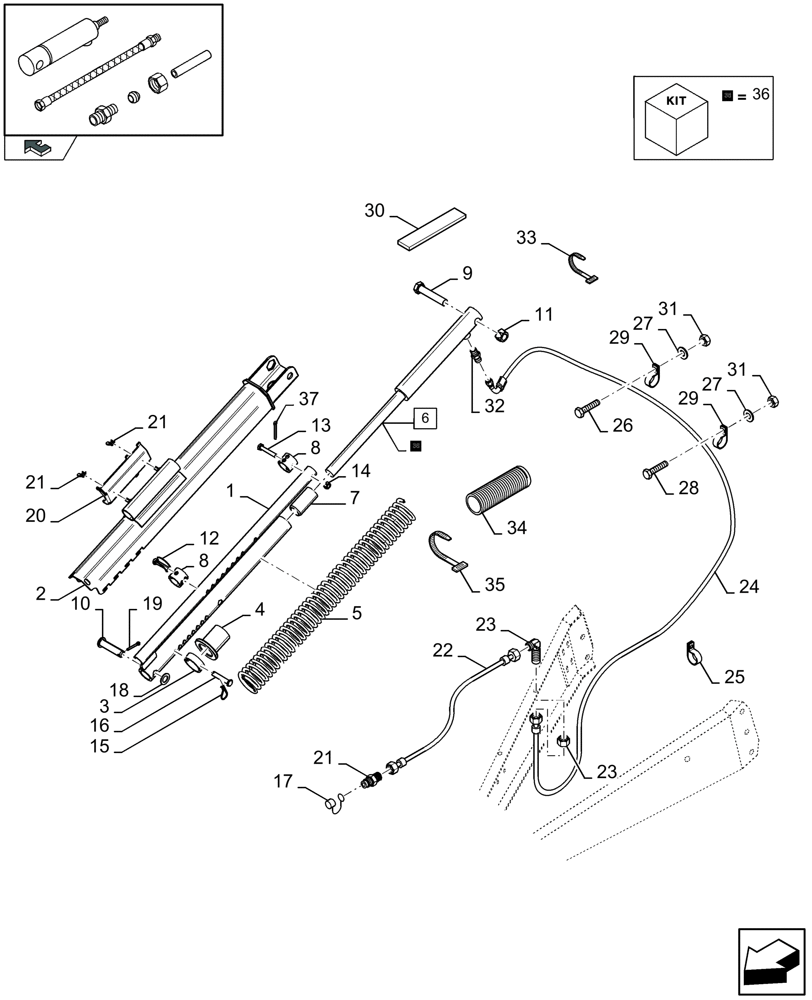 Схема запчастей Case IH LBX332S - (07.04[01]) - PICK-UP LIFTING SYSTEM (07) - HYDRAULIC SYSTEM