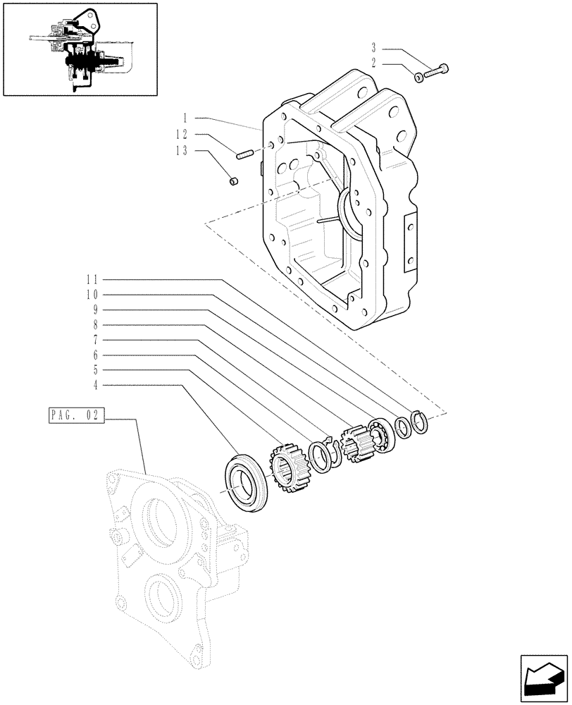 Схема запчастей Case IH PUMA 210 - (1.80.1/01[03]) - (VAR.809) PTO 540/1000 RPM - BOX AND RELEVANT GEARS (07) - HYDRAULIC SYSTEM