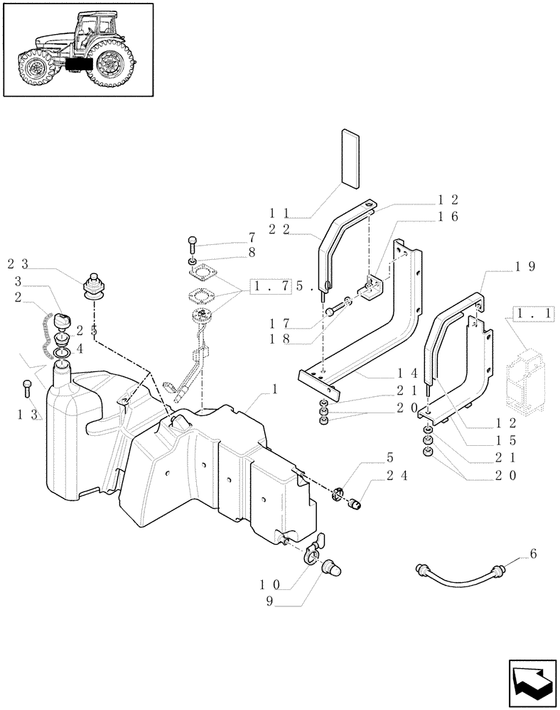 Схема запчастей Case IH MAXXUM 140 - (1.14.0[02]) - FUEL TANK AND RELATED PARTS - C6240 (02) - ENGINE EQUIPMENT