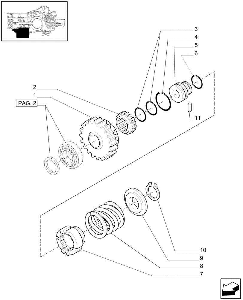 Схема запчастей Case IH JX1085C - (1.33.1/02[01]) - (VAR.006-307) 4WD ELECTRO-HYDRAULIC COUPLING - TRANSMISSION GEARING (04) - FRONT AXLE & STEERING