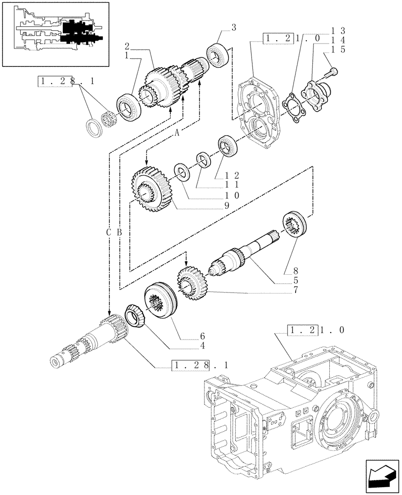 Схема запчастей Case IH MAXXUM 115 - (1.32.1[01]) - TRANSMISSION 12X12 (40 KM/H) - REDUCTION GEAR (03) - TRANSMISSION