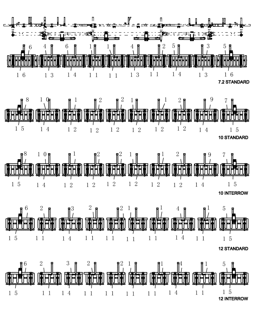 Схема запчастей Case IH ATX400 - (6.040.1) - GANG FRAME PARTS LAYOUT 45 Packer Gang Assemblies and Frames