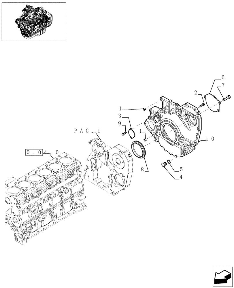 Схема запчастей Case IH F4GE0684E D600 - (0.04.3[03]) - CRANKCASE COVERS (504035060) 