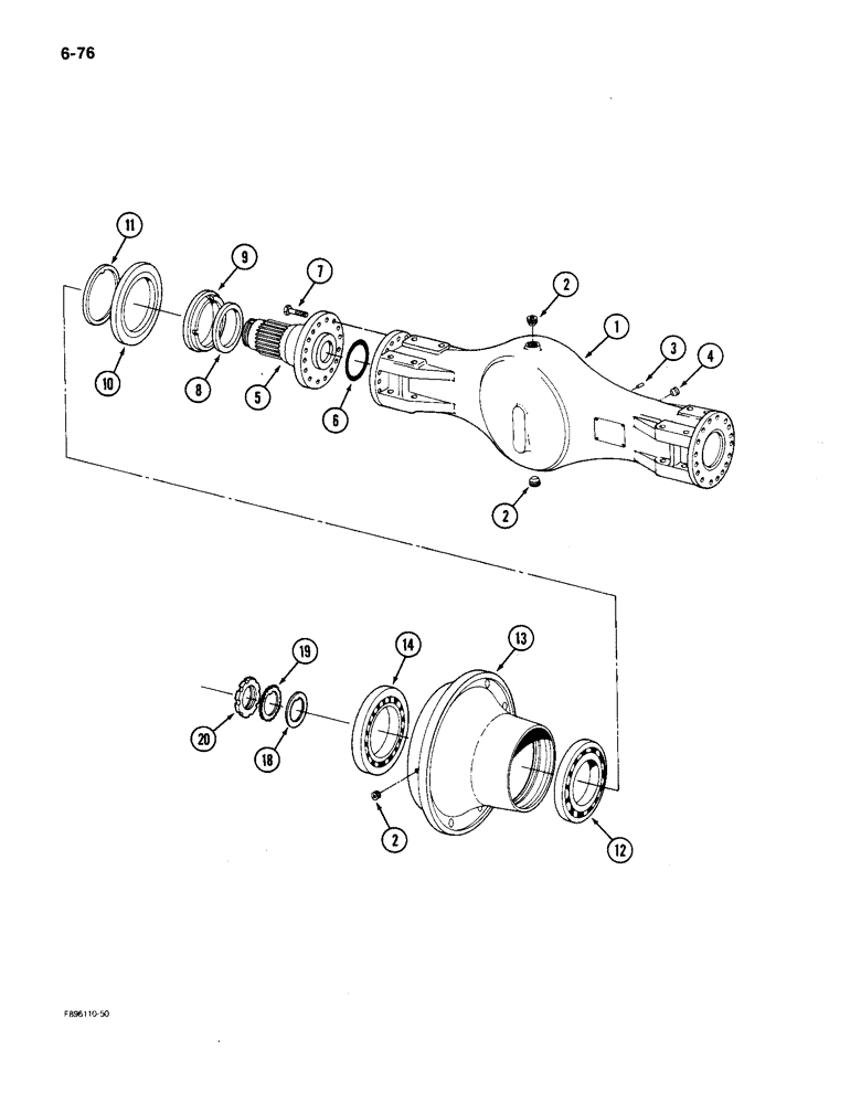 Схема запчастей Case IH 9150 - (6-076) - AXLE ASSEMBLY, HOUSING AND WHEEL HUB, K598.85/95 SERIES (06) - POWER TRAIN