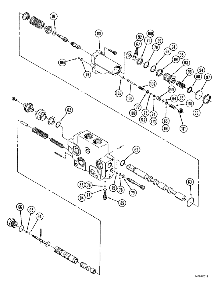 Схема запчастей Case IH 9350 - (8-70) - HYDRAULIC REMOTE VALVE SECTION, FIRST SECTION WITH PRIORITY AND FLOAT, (CONT) (08) - HYDRAULICS