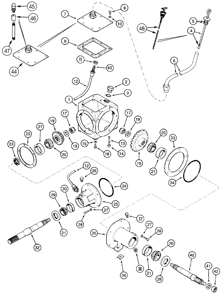 Схема запчастей Case IH 2344 - (09A-08) - FEEDER - HOUSING, DRIVE AND FAN GEAR (13) - FEEDER