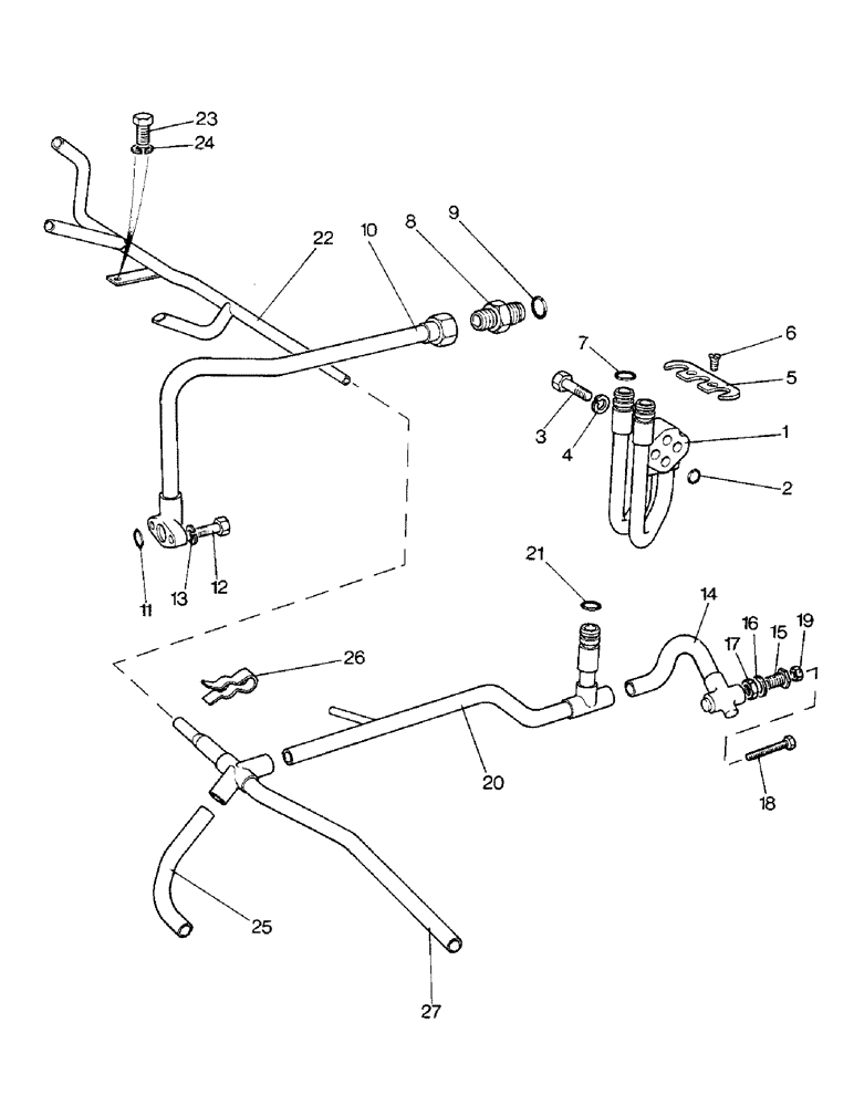 Схема запчастей Case IH 1690 - (K06-1) - HYDRAULIC PIPES - REAR AXLE, POWER SHIFT, SYNCHROMESH (07) - HYDRAULICS