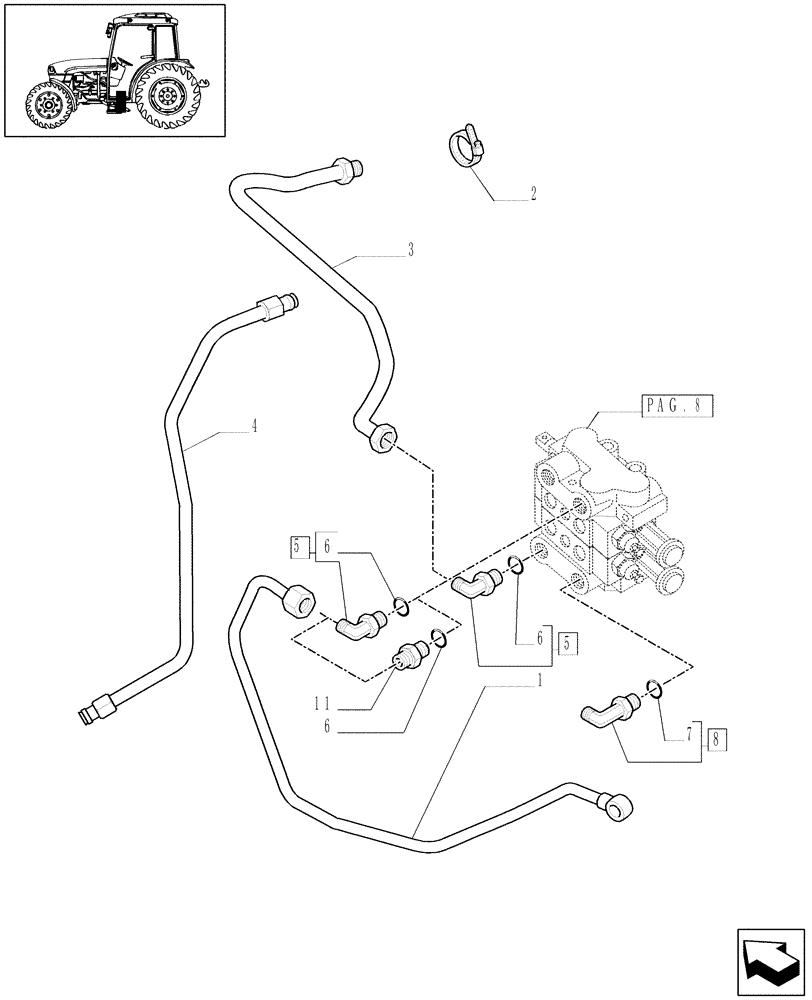 Схема запчастей Case IH JX1070C - (1.82.7/08[10]) - (VAR.124) 2 CONTROL VALVES WITH JOYSTICK - D5484 (07) - HYDRAULIC SYSTEM