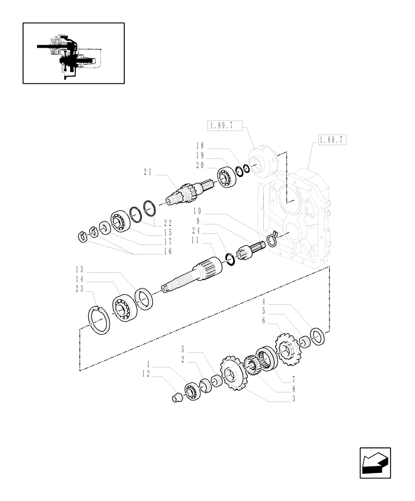 Схема запчастей Case IH JX1080U - (1.80.1/06[01]) - (VAR.728) SYNCHRO MESH GEARED POWER TAKE-OFF 540 - 1000 RPM (NA) - SHAFTS AND GEARS (07) - HYDRAULIC SYSTEM