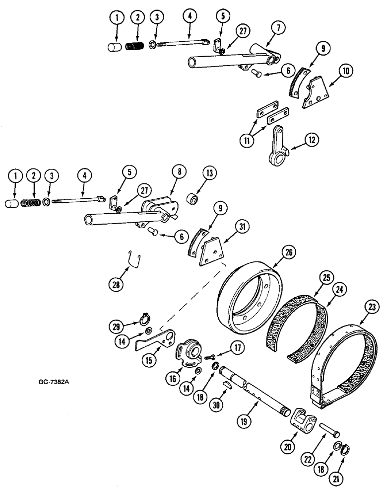 Схема запчастей Case IH 833 - (7-466) - PARKING BRAKE (07) - BRAKES