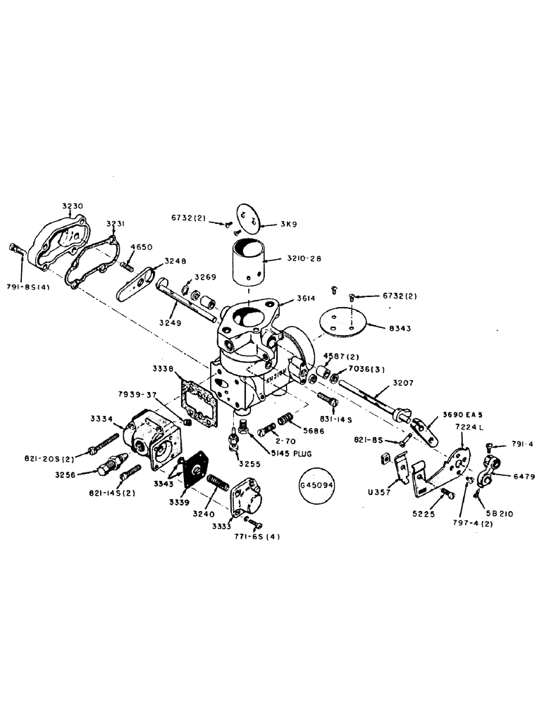 Схема запчастей Case IH 300B-SERIES - (040) - SPARK IGNITION ENGINES, G45094 CARBURETOR, L.P. GAS, 300B SERIES, ENSIGN MODEL MGI-1" NO. 4216 (02) - ENGINE