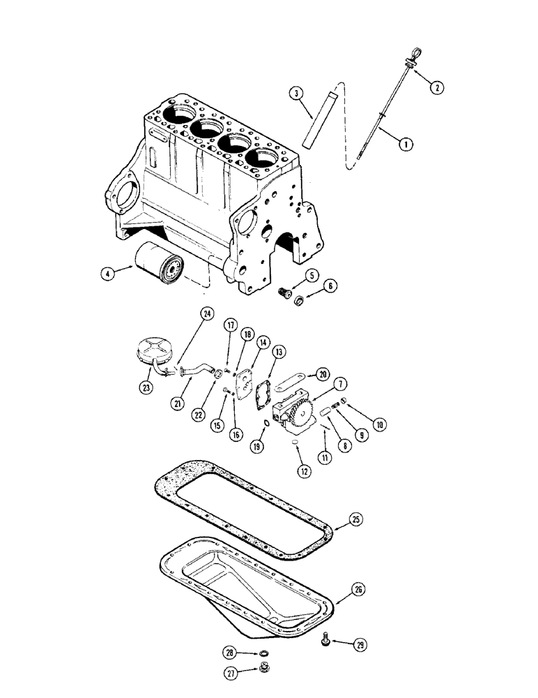 Схема запчастей Case IH 1255 - (020) - OIL PUMP, OIL FILTER, OIL PAN, 188 DIESEL ENGINE (10) - ENGINE