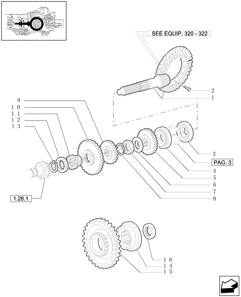 Схема запчастей Case IH JX1100U - (1.32.1[01]) - CENTRAL REDUCTION GEARS - SLOW SPEED DRIVEN GEAR (03) - TRANSMISSION