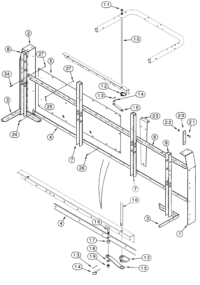 Схема запчастей Case IH 2555 - (09D-02) - LID - BASKET - FRONT WALL (16) - BASKET