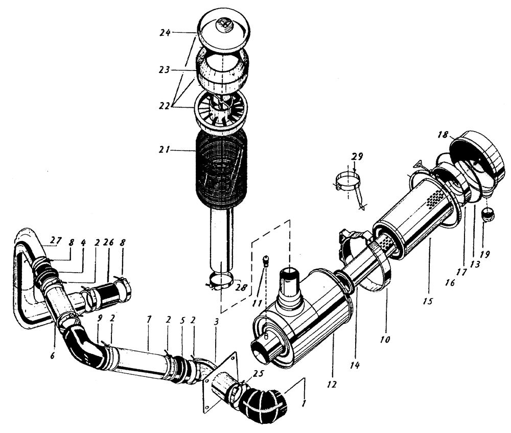 Схема запчастей Case IH 7700 - (C03[02]) - ENGINE AIR CLEANER, UP TO AND INCLUDING SERIAL # 7431 Engine & Engine Attachments