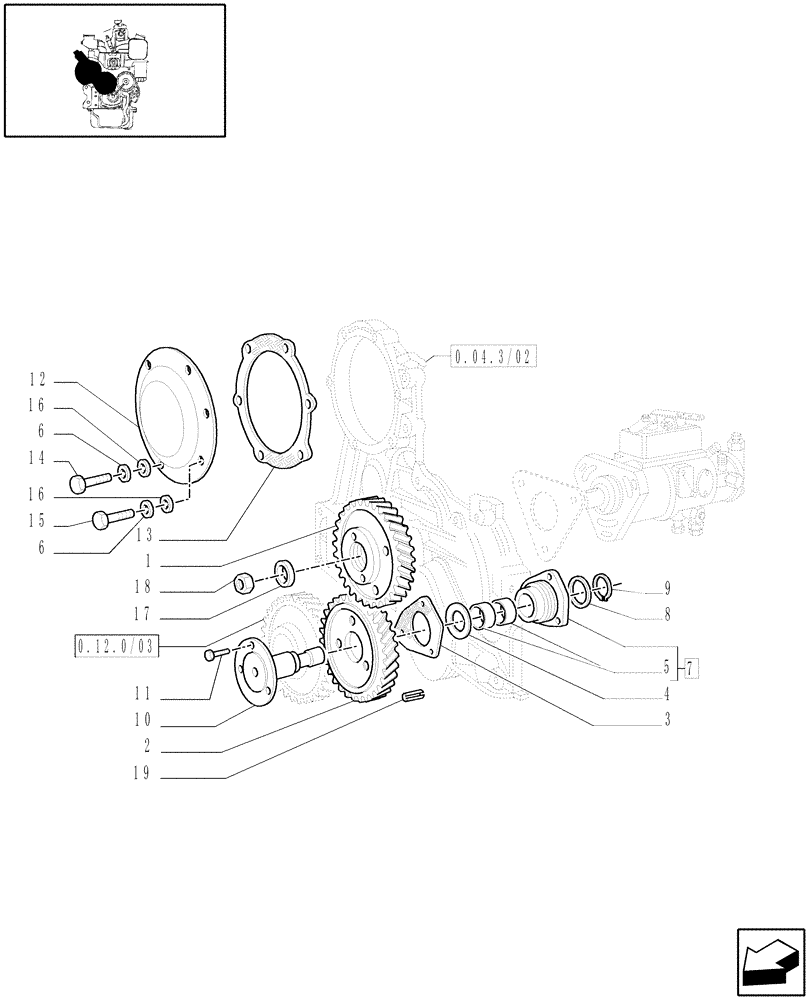 Схема запчастей Case IH JX90 - (0.14.0/04[02]) - (VAR.319-747) TTF ENGINE TIER2 - INJECTION PUMP (01) - ENGINE