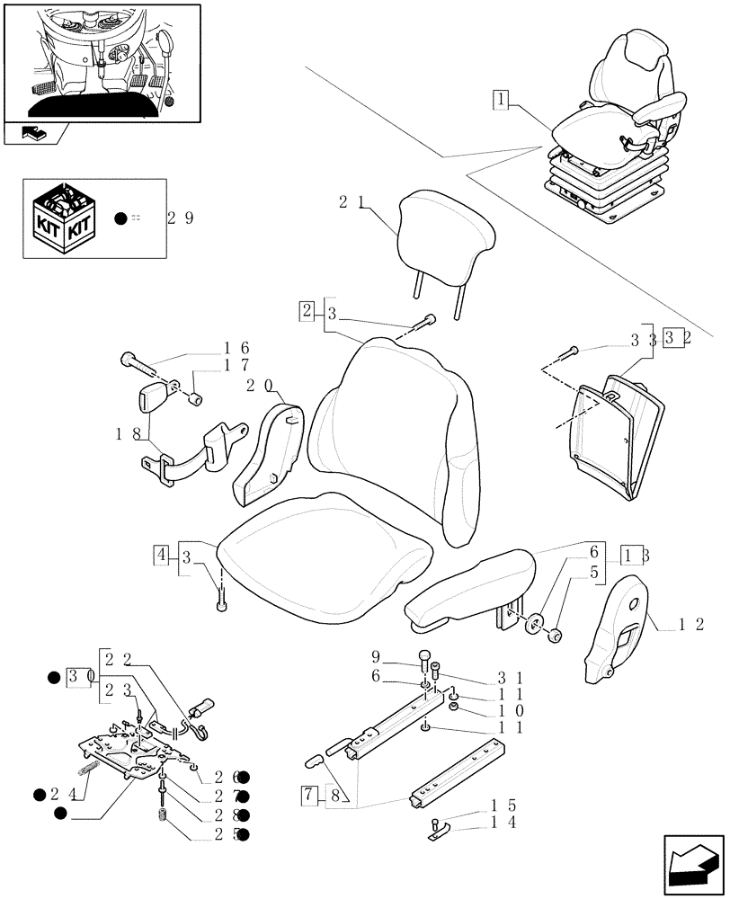 Схема запчастей Case IH PUMA 125 - (1.93.3/ A[01]) - "GRAMMER" DELUXE SEAT W/AIR SPRING, W/BELTS AND W/SWITCH - BREAKDOWN (10) - OPERATORS PLATFORM/CAB