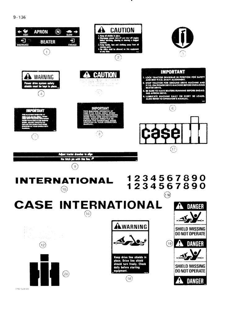 Схема запчастей Case IH 540 - (9-136) - DECALS (09) - CHASSIS/ATTACHMENTS