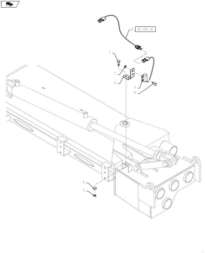 Схема запчастей Case IH 810 - (55.515.01) - OUTER BOOM FOLD POSITION SENSOR, 70 BOOM, LH (55) - ELECTRICAL SYSTEMS