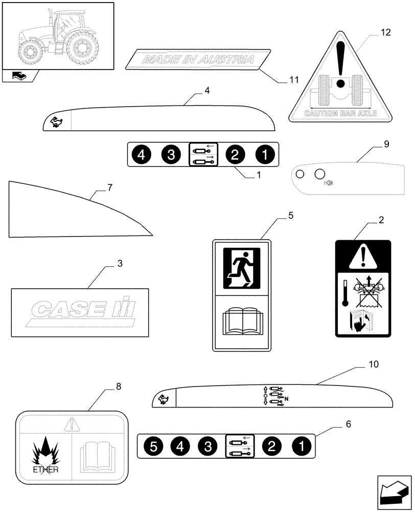 Схема запчастей Case IH PUMA 195 - (1.98.0[02]) - DECALS (13) - DECALS