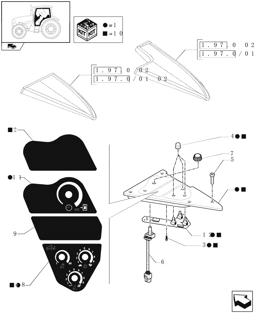 Схема запчастей Case IH PUMA 195 - (1.75.1[05]) - ARMREST CONTROL UNIT - CONTROLS (06) - ELECTRICAL SYSTEMS