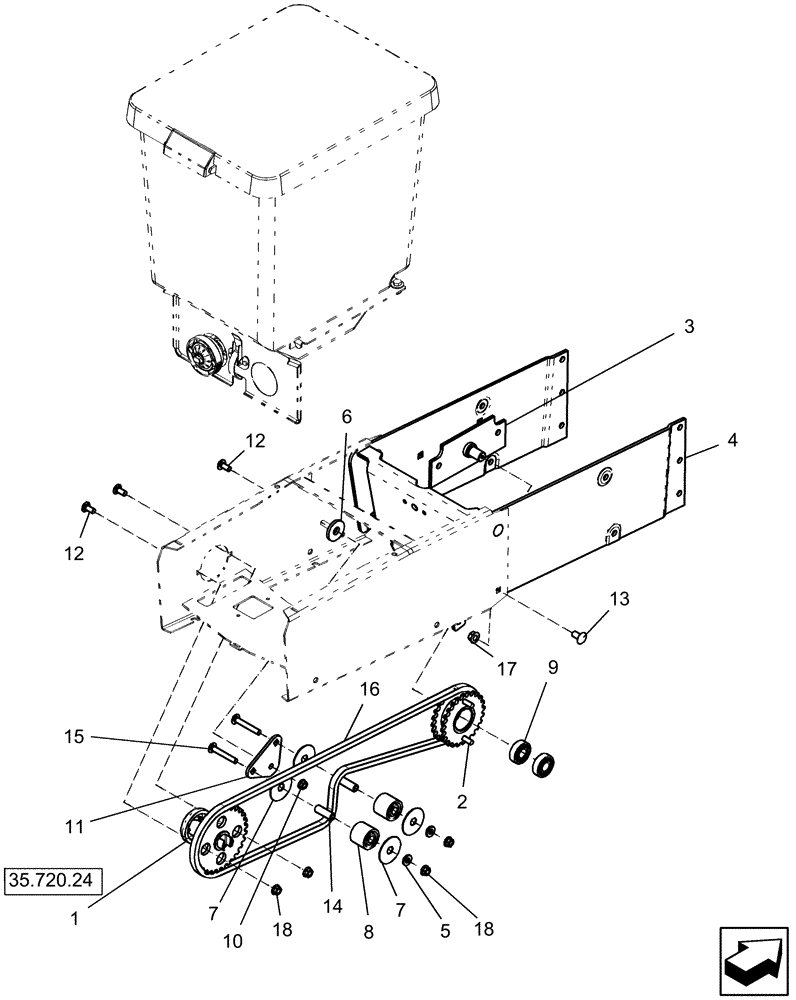 Схема запчастей Case IH 1220 - (35.720.23) - GRANULAR CHEMICAL DRIVE (35) - HYDRAULIC SYSTEMS