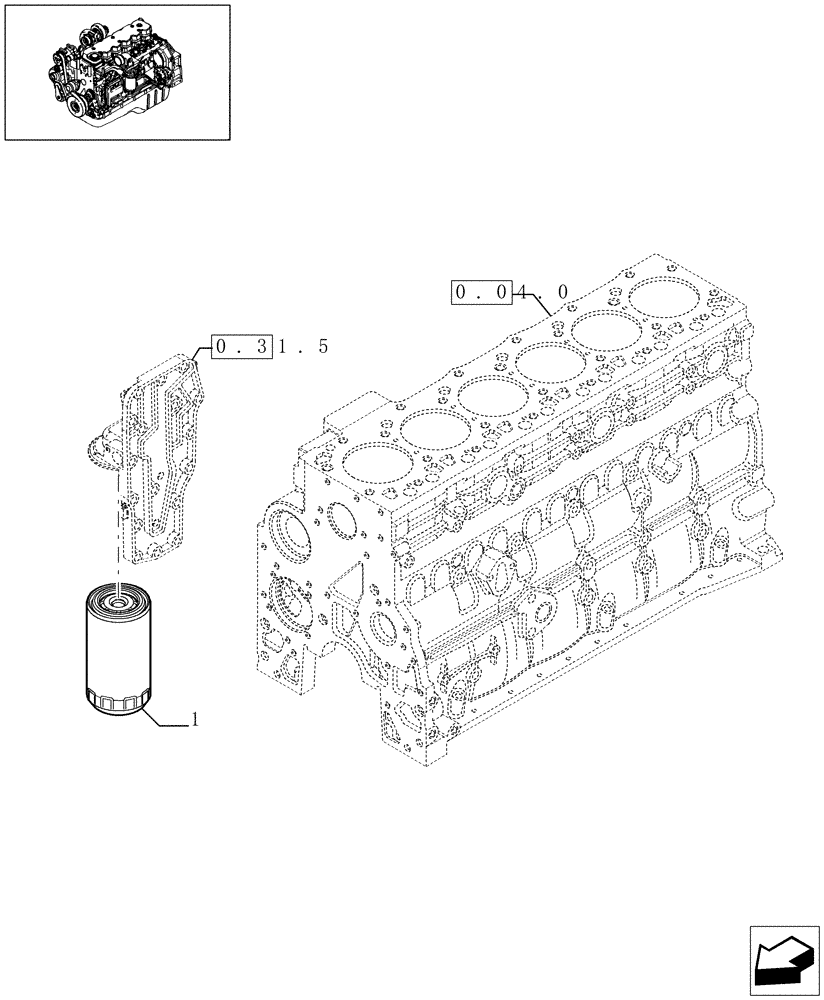 Схема запчастей Case IH F4HE9684J J102 - (0.30.2[01]) - OIL FILTERS - ENGINE (504074042) 