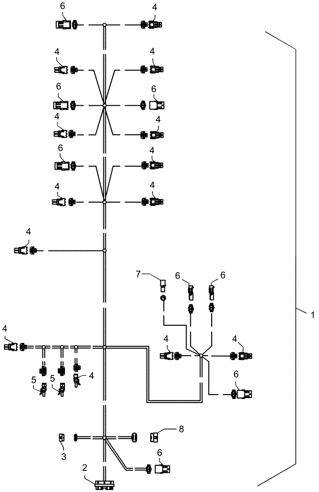 Схема запчастей Case IH 1240 - (55.100.17) - ELECTRICAL - HARNESS 87538543, PT FRAME, ISOBUS (55) - ELECTRICAL SYSTEMS