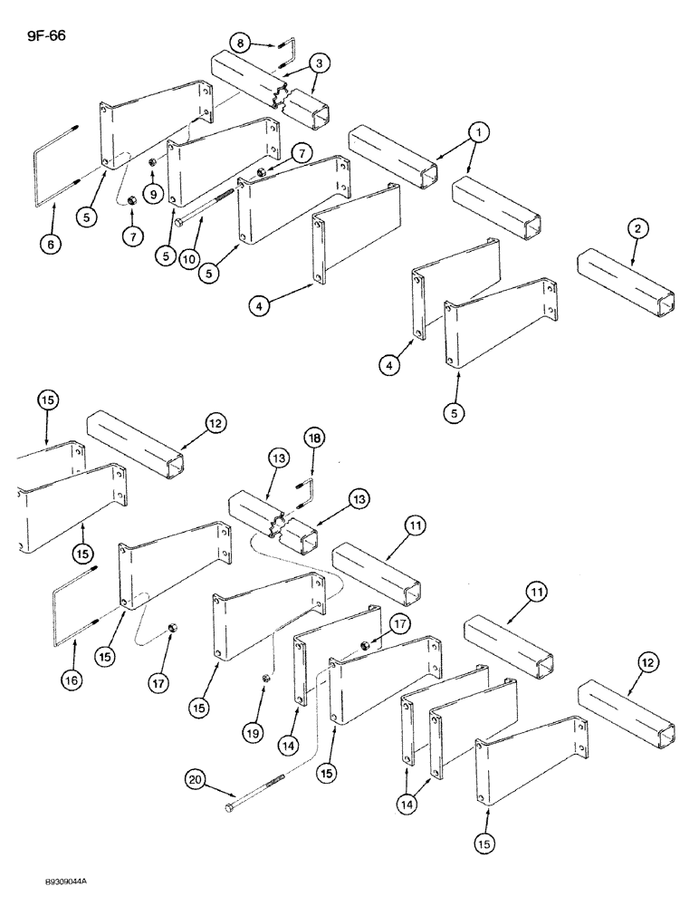 Схема запчастей Case IH 950 - (9F-66) - FERTILIZER APPLICATOR MOUNTING BAR, 12 ROW NARROW, FRONT FOLD (09) - CHASSIS/ATTACHMENTS