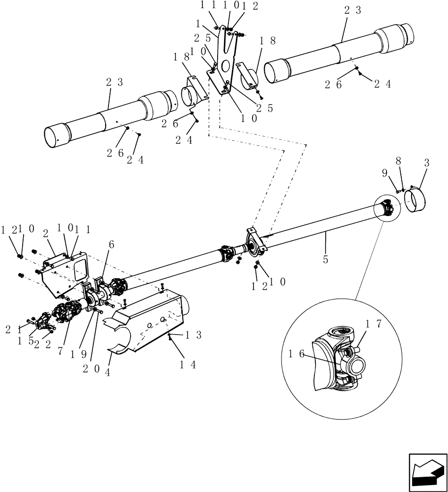 Схема запчастей Case IH 9010 - (60.120.10[02]) - DRIVE SHAFT - FEEDER / HEADER - 9010 (60) - PRODUCT FEEDING