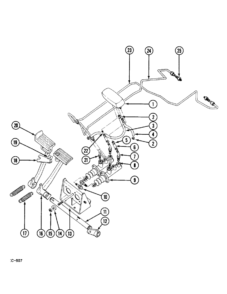 Схема запчастей Case IH 248 - (7-626) - BRAKE CYLINDER AND CONNECTIONS (07) - BRAKES