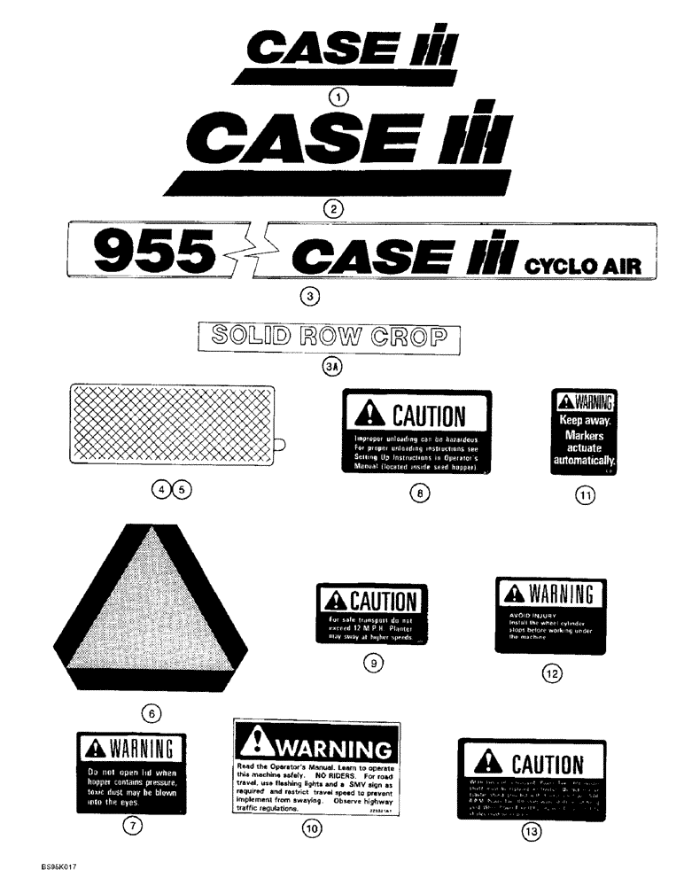 Схема запчастей Case IH 955 - (9F-10) - DECALS (09) - CHASSIS/ATTACHMENTS