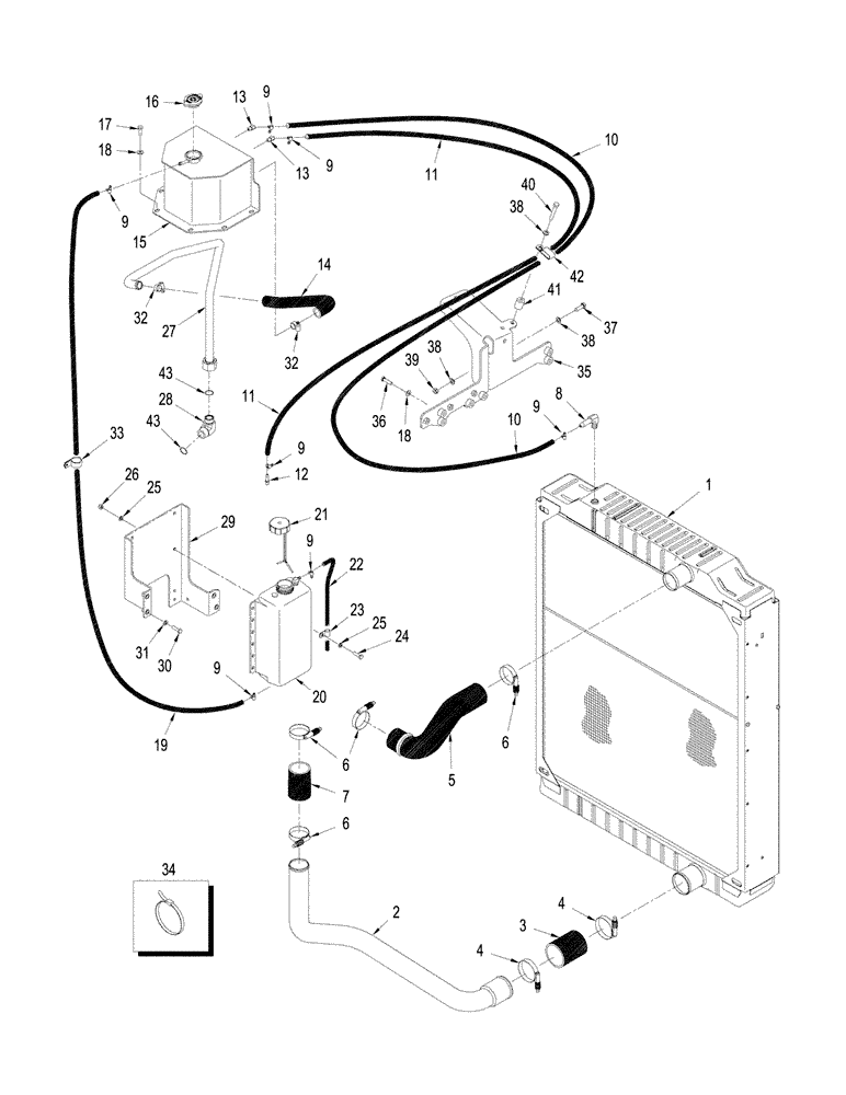 Схема запчастей Case IH STX380 - (02-01) - RADIATOR AND HOSES, STX & STEIGER 380 / 430 (02) - ENGINE