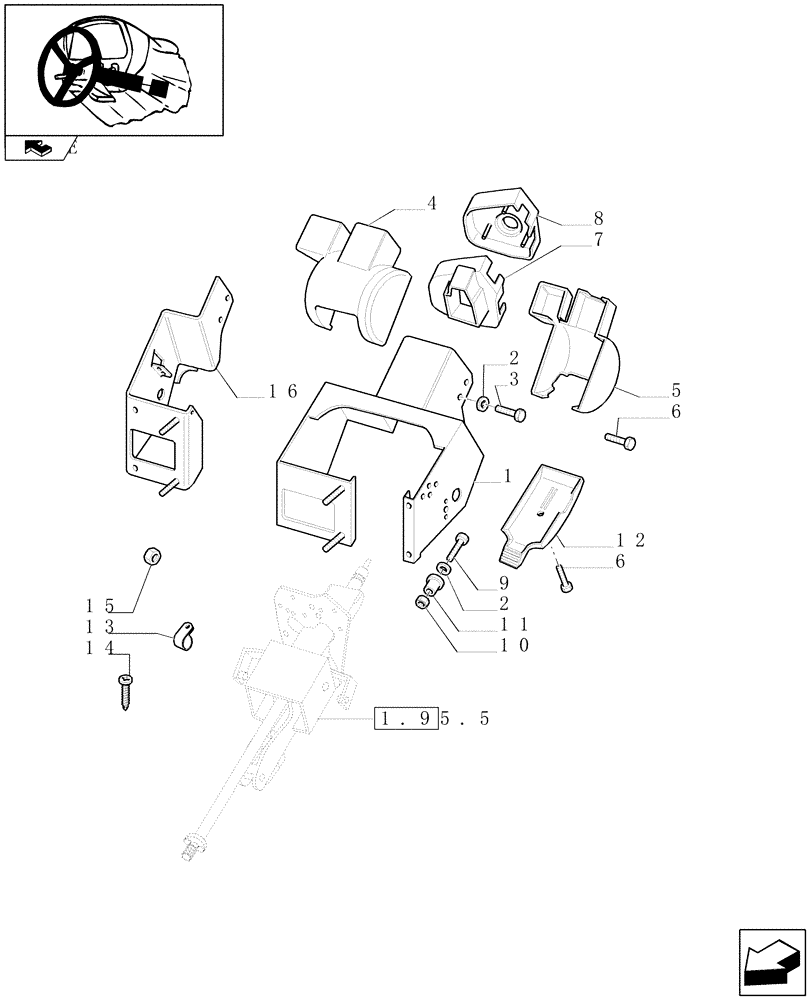 Схема запчастей Case IH PUMA 140 - (1.95.5/01[02]) - FAST STEERING - COVERING AND SUPPORT (VAR.330631-336631) (10) - OPERATORS PLATFORM/CAB