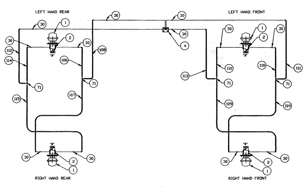 Схема запчастей Case IH TYLER - (05-009) - HYDRAULIC PLUMBING - WHEEL MOTOR TYLER SPRAYER Hydraulic Plumbing