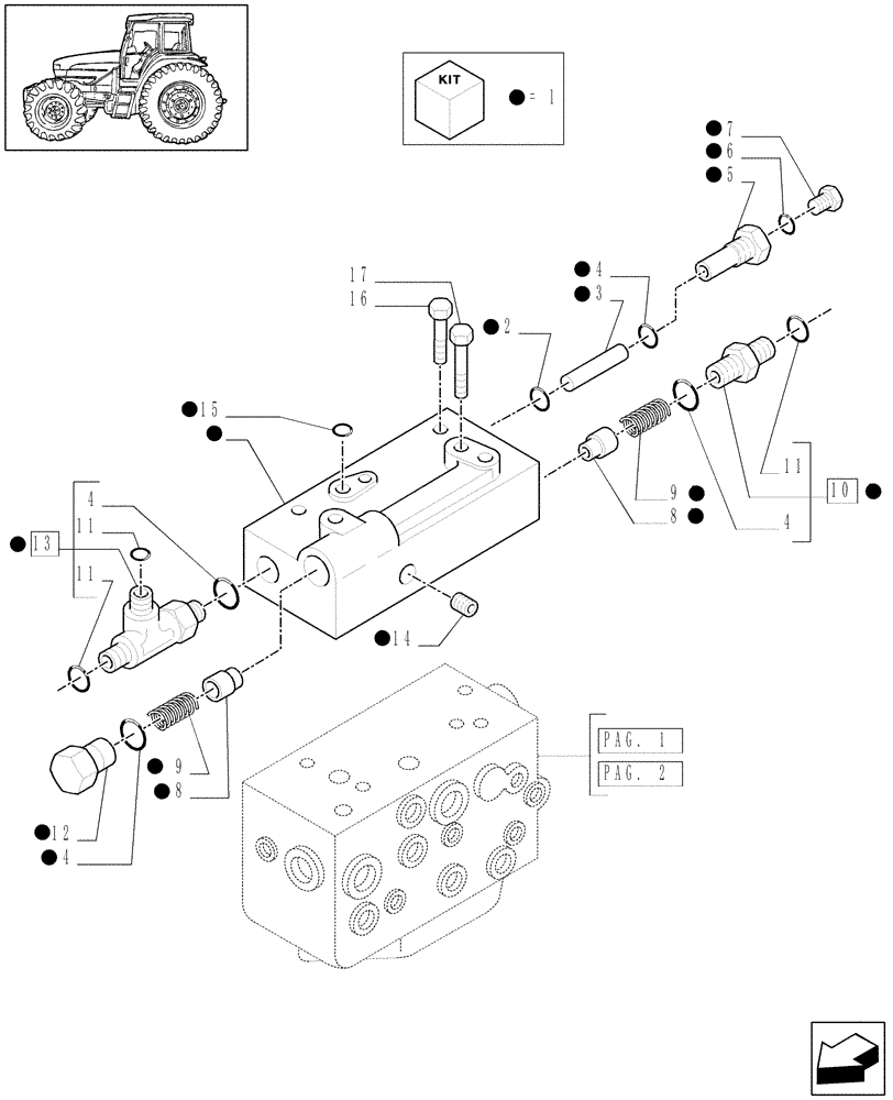 Схема запчастей Case IH MXU115 - (1.80.7/04[03]) - (VAR.269/1) CCLS FOR TRANSMISSION 24X24 (EDC) - CONTROL VALVE AND RELEVANT PARTS (07) - HYDRAULIC SYSTEM