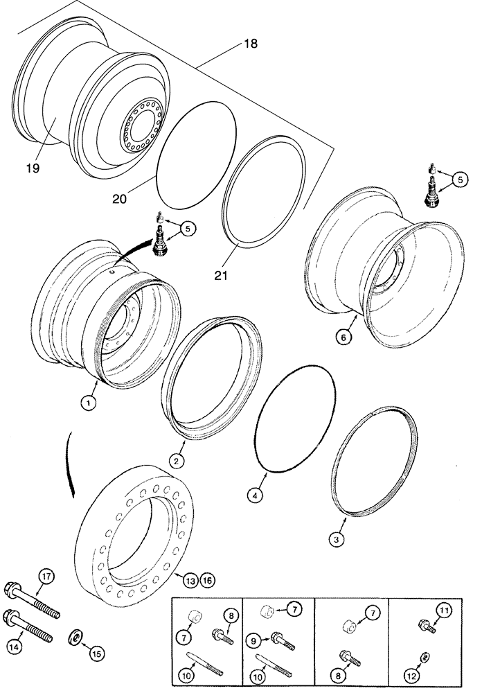 Схема запчастей Case IH 420 TIER 3 - (06-20) - WHEELS, DRIVE - SPACERS (03) - POWER TRAIN