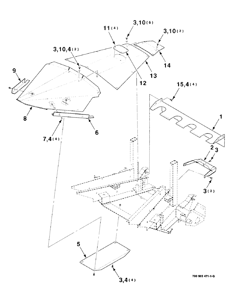 Схема запчастей Case IH 8725 - (07-10) - CENTER SHIELDS ASSEMBLY, 30" ROW (09) - CHASSIS